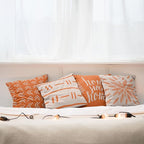 Ambesonne Modern Throw Pillow Cushion Case Pack of 4, Scandinavian Minimal Ornaments Boho Feather Leaves and Home Phrase, Modern Accent Double-Sided Digital Printing, 20", Pale Tan and Burnt Orange