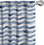 Ambesonne Harbour Stripe Window Curtains, Watercolor Style Paintbrush Stripes Sea Marine Life Lines Image, Lightweight Decor 2-Panel Set with Rod Pocket, Pair of - 28" x 84", Blue Night