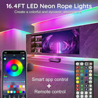 32.8FT Neon Rope Lights,Flexible Led Rope Lights Control with App/Remote,Multiple Modes Rope Lights,IP65 Outdoor RGB Led Neons Light Waterproof