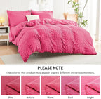 HYMOKEGE Hot Pink Full Size Comforter Sets Seersucker 7 Pieces, All Season Luxury Bed in a Bag for Bedroom, Bedding Set with Comforter, Sheets, Pillowcases & Shams