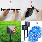 Solar String Lights Outdoor, 2-Pack 144FT 400 LED Solar Christmas Twinkle Lights Outside Waterproof Copper Wire 8 Modes Solar Fairy Lights for Garden Tree Party Birthday Christmas Decor (Blue)