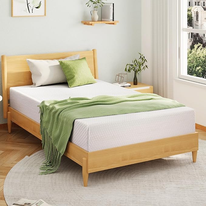 EGOHOME 12 Inch Queen Mattress, Memory Foam Mattress in a Box with Cooling Green Tea Gel, Relieve Pressure with Medium Support, CertiPUR-US Certified, 80''L x 60''W, White