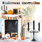 3 Metal Candelabra – Candlesticks Holder for Formal Events, Wedding, Church, Holiday Décor, Halloween – Taper Candle Holder Stand Centerpiece Elegant Decoration Piece for Table,Pure Black