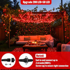 JMEXSUSS 250 LED Red Christmas Lights Indoor Outdoor Waterproof with 8 Modes, 91.5ft Expandable Red String Lights for Bedroom Tree Patio Garden Party Holiday Decorations