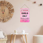 No Trespassing Girls Only Wood Sign, 8x12 Inch, No Boys Allowed Sign for Girl Cave