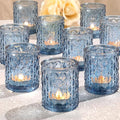 36pcs Blue Votive Candle Holders-Glass Candle Holder for Wedding Decor, Tea Light Candle Holders for Centerpiece Table Decorations, Home Decor and Party Decor