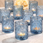 36pcs Blue Votive Candle Holders-Glass Candle Holder for Wedding Decor, Tea Light Candle Holders for Centerpiece Table Decorations, Home Decor and Party Decor