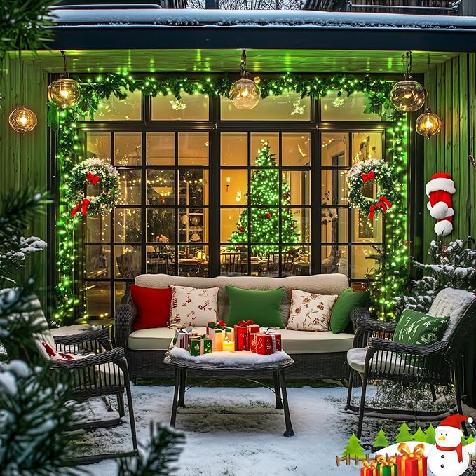 JMEXSUSS 250 LED Green String Lights - 91.5ft Christmas Lights Outdoor Waterproof, 8 Lighting Modes, Connectable Christmas Tree Light for Yard Patio Party Halloween Christmas Decorations
