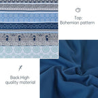 Boho Comforter Set Queen Size,8 Pieces Navy Blue Bohemian Striped Bed in a Bag,Paisley Soft Microfiber Bedding Comforter Set