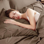 Bedsure King Size Comforter Set Brown - Bed in a Bag Bedding Set 7 Pieces, GentleSoft™ Pintuck Bed Set Gift for Family, Pinch Pleat Brown Comforter with Sheets, Pillowcases & Shams