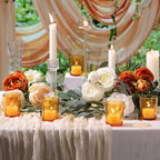 LETINE 36pcs Amber Votive Candle Holders - Glass Tea Light Candle Holders for Fall Table Decor,Boho Wedding Centerpieces, Boho Decor, Ideal for Halloween & Thanksgiving Decorations Indoor