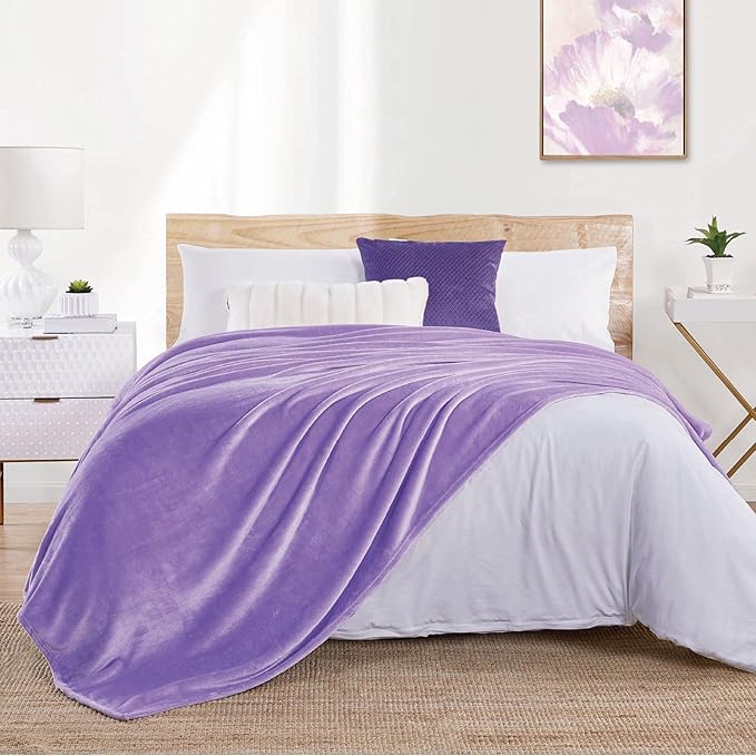 Walensee Fleece Blanket Plush Throw Fuzzy Lightweight (Throw Size 50x60 Lavender) Super Soft Microfiber Flannel Blankets for Couch, Bed, Sofa Ultra Luxurious Warm and Cozy for All Seasons