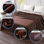 HOZY Soft Blanket Queen Size Fleece Warm Fuzzy Throw Blankets for The Bed Sofa Lightweight 350GSM Chocolate 90"*90"