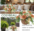 Artificial Rose Flowers 25pcs, Burnt Orange Foam Fake Rose Faux Flower for Wedding Bouquets Bridal Shower Centerpieces Floral Arrangements Home Decorations Party Backdrops Table
