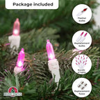 Pink Christmas Valentine's String Lights 100 Mini Incandescent Fairy Light Decor 20.6 Ft White Wire Indoor & Outdoor Party Patio Bedroom, Xmas Tree Garland Easter Holiday Decoration