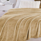 Walensee Fleece Blanket Plush Throw Fuzzy Lightweight (XL-Twin Size 66x90 Tan Camel/Taupe) Super Soft Microfiber Flannel Blankets for Couch, Bed, Sofa Ultra Luxurious Warm and Cozy for All Seasons