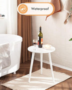 Apicizon Small Round Side Tables End Table Bedroom, White Nightstand Bedside Table for Living Room, Coffee Table with White Wood Legs, 16.5 x 20.5 Inches