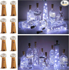 8 Pack 20 LED Wine Bottle Cork Lights, Fairy Mini String Lights Copper Wire, Battery Operated Starry Lights for DIY, Christmas, Halloween, Wedding, Party, Indoor&Outdoor (8 Pack, Cool White)