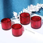 VOHO Red Votive Candle Holders for Christmas Valentines Day Decoration, Vintage Ribbed Tea Lights Candle Holder for Wedding, 6pcs Large Tealight Candle Holder for Votives Tea Lights(2.75'' x 2.56'')