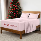 Mellanni Extra Deep California King Sheets - 4 PC Iconic Collection Bedding - Hotel Luxury, Ultra Soft, Cooling Bed Sheets - Wrinkle, Fade, Stain Resistant (Cal King, Blush Pink)
