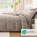 Love's cabin Twin XL Comforter Set Light Brown, 5 Pieces Twin XL Bed in a Bag, All Season Bedding Sets with 1 Comforter, 1 Flat Sheet, 1 Fitted Sheet, 1 Pillowcase and 1 Pillow Sham