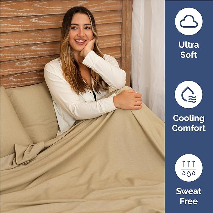King Size 4 Piece Sheet Set - Comfy Breathable & Cooling Bed Sheets Set - Hotel Luxury Bedding for Women, Men, Kids, Teens, Boys & Girls - Deep Pockets, Soft & Wrinkle Free - Tan (Heathered Sheets)