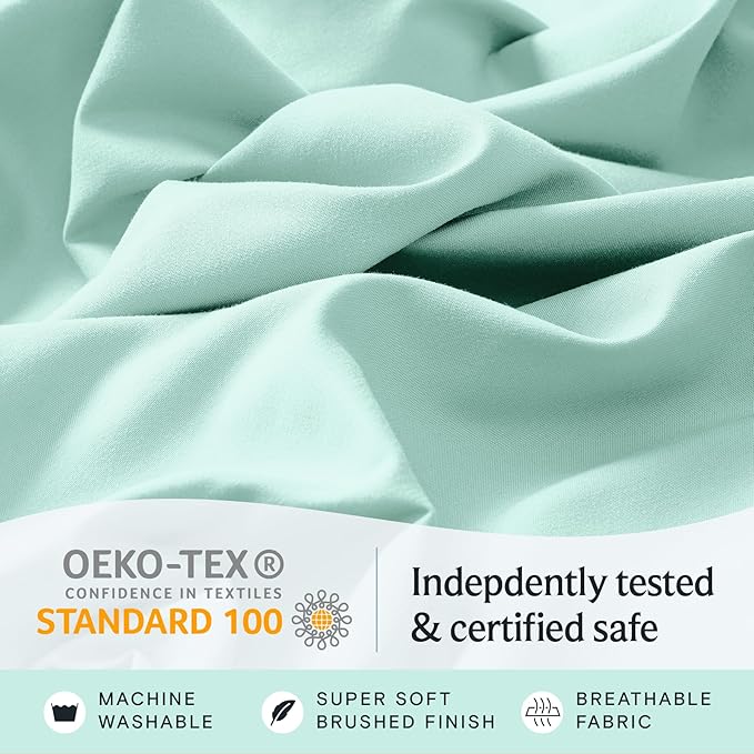LuxClub 3 PC Sheet Set Bed Sheets Deep Pockets 16" Eco Friendly Wrinkle Free Cooling Machine Washable Hotel Bedding Silky Soft - Aquamarine Twin