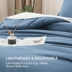 Litanika Comforters Queen Size Ocean Blue, 3 Pieces Lightweight Solid Bedding Set & Collections, All Season Fluffy Bed Set (90x90 Inches Comforter & 2 Pillowcases)