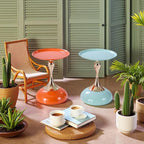 Sleek Hourglass Side Table - Stylish Modern Design Perfect for Living Rooms, Cafes, Dining Areas, Bedrooms, and Outdoors - Chic Decorative Accent (2, Light Green+Hermes Orange)