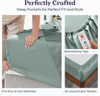 California Design Den 400 Thread Count, Natural 100% Cotton Sheets Sateen, Soft King Bed Sheets Set, Deep Pockets with All-Around Elastic for a Snug Fit, Cool & Durable Bedding Set - Sage Green