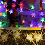 Minetom Star String Lights Plug in - 33 ft 100 LED Star Fairy String Lights with Remote and Timer, Waterproof for Bedroom Tent Loft Bed Shelf Porch Patio Garden Party Décor, Warm White + Multicolor
