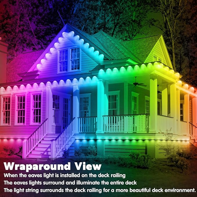 300Ft Outdoor LED Strip Lights Waterproof,Music Sync RGB IP68 Outside Led Light Strips Waterproofs with App and Remote,Exterior Led Rope Lights Waterproof for Deck,Balcony,Roof,Garden,Pool