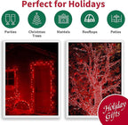 LAMPHOME Super-Bright Extendable RED Christmas Lights Decoration 300 Lights 63.8ft(2pk of 150L) UL Certified Mini Bulb String Lights Set for Outdoor Christmas Tree Garden Holiday Party Patio Decor