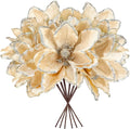 8 Pcs Large Christmas Flower Magnolia Flowers Christmas Tree Decoration Artificial Poinsettia Stems Velvet Xmas Ornaments for Xmas Tree Table Decor(Champagne,12 Inch)