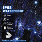 50 Pack Fairy Lights Battery Operated - 3 Speed Modes, 7Ft 20 LED String Twinkle Lights, Waterproof Copper Wire, Mini Firefly Light for Mason Jars Vases Christmas Decor, Blue