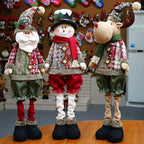 Large Standing Christmas Gnomes, 76CM Extendable Swedish Tomte Elk Gnome Stuffed Plush with Retractable Spring Legs, Scandinavian Christmas Decora Ornaments Holiday Home Decor (Green Elk gnome)
