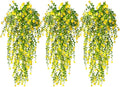 RECUTMS Outdoor Fake Hanging Plants,Hanging Plant Vine with Lights,Faux Eucalyptus Leafs Greenery Vine Plant Faux Plants Fake Plants Greenery for Jungle Theme Party Wedding Decoration(Yellow)