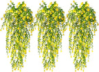 RECUTMS Outdoor Fake Hanging Plants,Hanging Plant Vine with Lights,Faux Eucalyptus Leafs Greenery Vine Plant Faux Plants Fake Plants Greenery for Jungle Theme Party Wedding Decoration(Yellow)