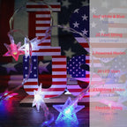 4th of July Decorations Red White and Blue Star String Light Battery Operated 10FT 20 LED Indoor Outdoor Waterproof Twinkle Patriotic Fairy Lights for Independence Day Memorial Day