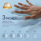 3 Inch Gel Memory Foam Mattress Topper Twin Size High Density Cooling Pad Pressure Relief Bed Topper (with Removable & Washable Bamboo Cover)