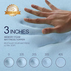 3 Inch Gel Memory Foam Mattress Topper Full Size High Density Cooling Pad Pressure Relief Bed Topper (with Removable & Washable Bamboo Cover)