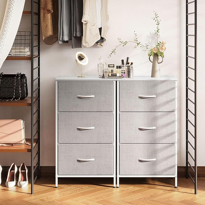 AODK Dresser for Bedroom Nightstand Small Dressers Chest of Drawers End Table for Living Room, Closet Dresser with 3 Storage Drawers Organizer Clothes, Light Grey