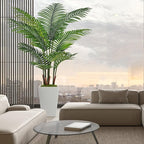 6FT Artificial Palm Tree, Tall Faux Palm Tree Indoor with Fake Plants Tall, Artificial Plants with Lifelike Leaves for Home Office Decor (White)