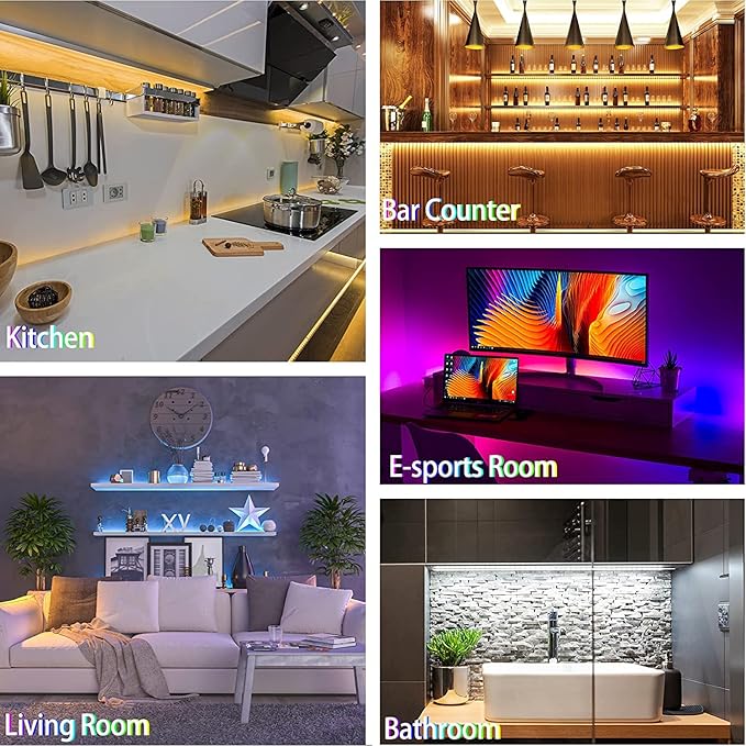 RGB Led Strip 16.4ft,5V USB Colorful 30LED S/M SMD 5050 Flexible Lights for TV Backlight Room Decor，with 24 Keys Remote Controller