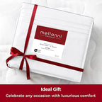Mellanni Extra Deep Split King Sheets - 5 PC Iconic Collection Bedding - Hotel Luxury, Ultra Soft, Cooling Bed Sheets - Wrinkle, Fade, Stain Resistant (Split King, White)