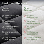 Ultra Soft Queen Size Mattress Topper - Viscose Made from Bamboo Pillow Top Mattress Pad for Back Pain Relief - Naturally Cooling for Hot Sleepers, Black