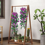 RECUTMS 2Pieces 3.3Ft Fake Hanging Flowers Artificial Rose Plants Wall Décor Wedding Home Garden Decoration (Purple)