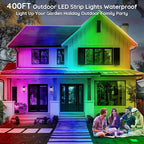 400ft Outdoor LED Strip Lights Waterproof,IP68 Outside Led Light Strips Waterproof with App and Remote,Music Sync RGB Exterior Led Rope Lights with Self Adhesive Back for Roof,Deck