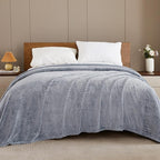Exclusivo Mezcla Fleece Bed Blanket King Size, Super Soft and Warm Blankets for Couch, Sofa and Bed Waffle Textured, Cozy, Fuzzy and Lightweight (Mixed Navy Blue, 90x104 Inches)