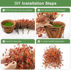 INQCMY Fall Artificial Faux Hanging Flowers Plants Basket for Outdoor Outside Decoration,Fake Silk Daisy in Planter Realistic UV Resistant for Home Porch Balcony Patio Yard Autumn Decor（Orange Brown）